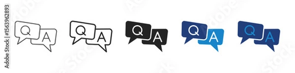 Fototapeta Q&A Speech Bubble Icons – Editable Stroke Question and Answer Set. Vector