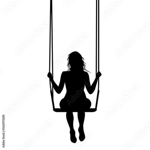 Obraz Silhouette of a girl on a swing with copy space for lifestyle design