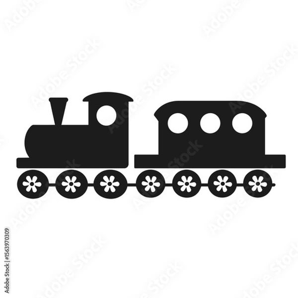 Obraz Black train illustration with copy space for children's design