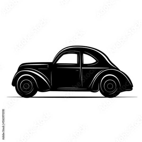 Obraz Black vintage car silhouette with copy space for retro design
