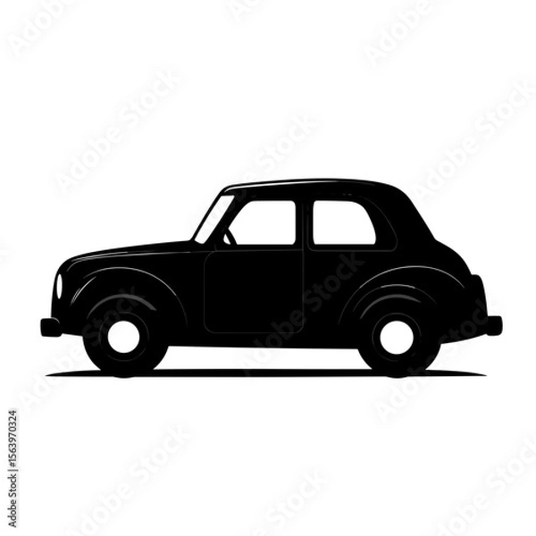 Obraz Black classic car silhouette with copy space for vintage design