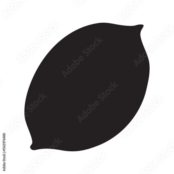 Fototapeta Black silhouette of lemon.Vector citrus element on isolated background.