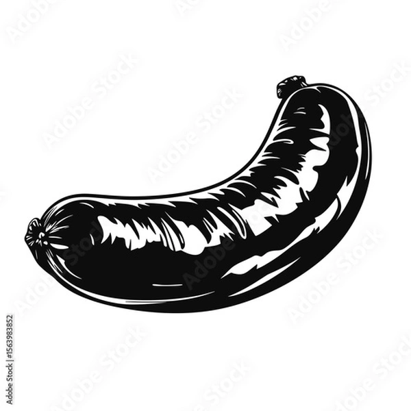 Obraz Black silhouette of a cucumber on a white background for food branding, nutrition, and healthy eating
