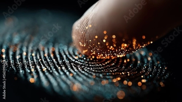 Fototapeta Fingerprints and golden particles