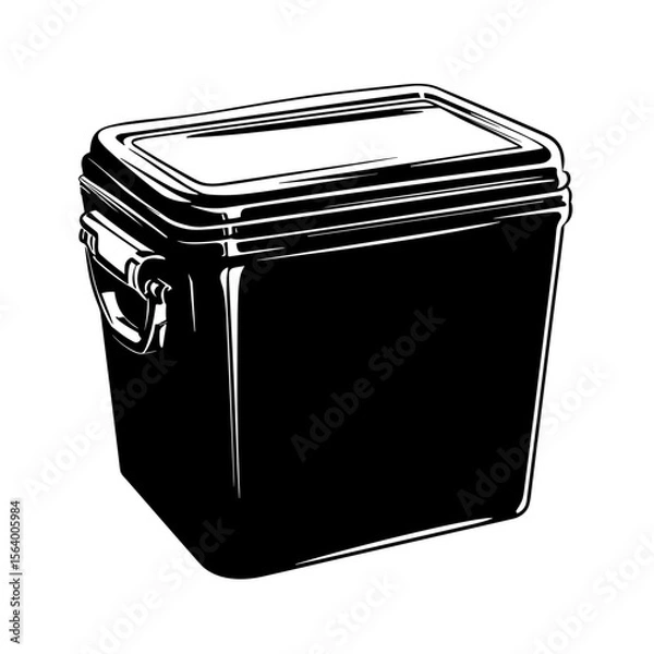 Obraz Black silhouette of a storage container on a white background for organization and home decor