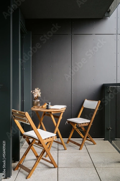 Obraz Modern balcony in loft style apartment with cozy seating for relaxation