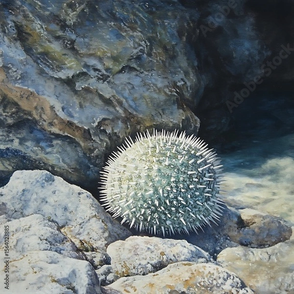 Fototapeta Unique sea urchin texture closeup from natural coastal setting high resolution picture