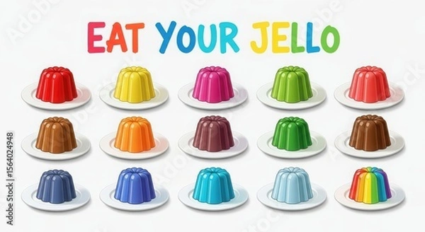 Obraz eat your jello: A multitude of colorful jellies on small plates, perfect for a party.
