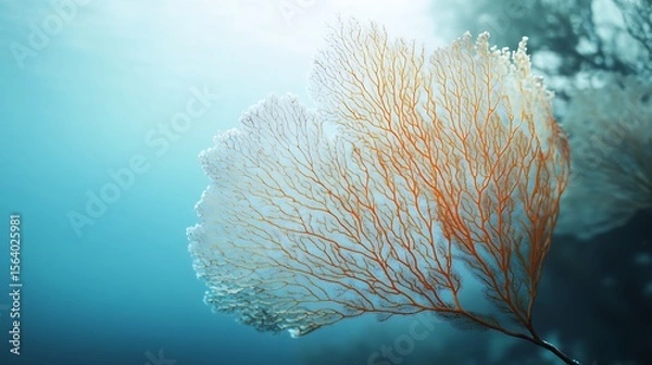 Fototapeta Abstract underwater coral shape formed by branching sea fan high resolution picture