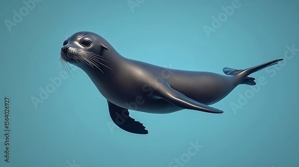 Fototapeta Deep blue whale scene with gentle movement and light high resolution picture