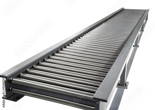 Fototapeta Industrial roller conveyor system isolated on a white background png ai generated