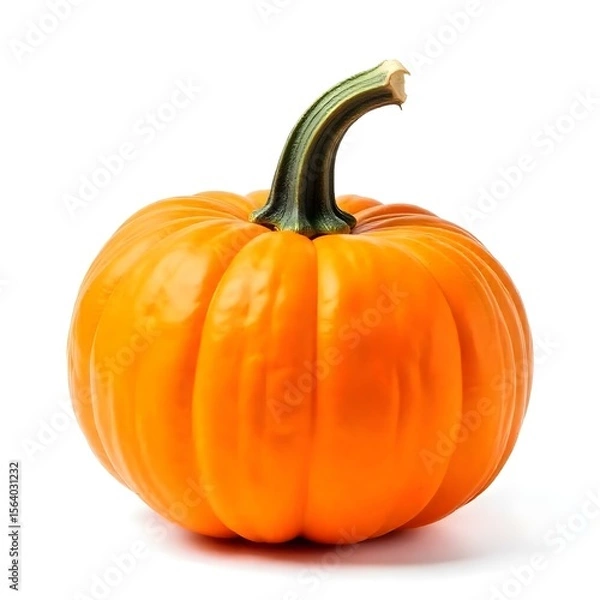Fototapeta An orange pumpkin with a stem on top, isolated on a white background , studio shot, clean image, no shadows