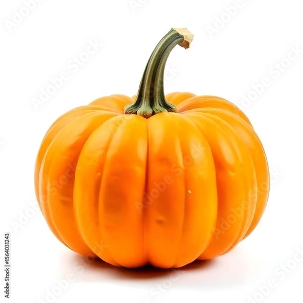 Fototapeta An orange pumpkin with a stem on top, isolated on a white background , studio shot, clean image, no shadows