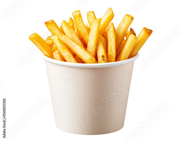 Fototapeta Takeaway French Fries in Tall Paper Cup with Dipping Sauce, isolated on transparent background