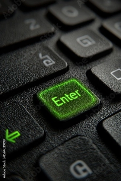 Obraz Glowing Green Enter Key on Modern Keyboard