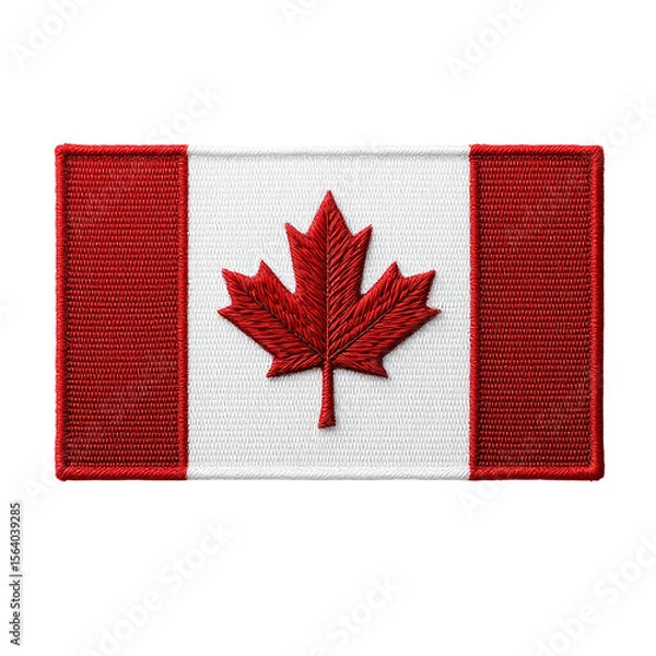 Fototapeta Embroidered Canada Flag Patch with Red Maple Leaf on Black Background