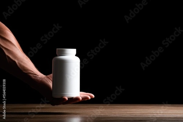 Obraz Supplement Bottle on Hand in Darkness