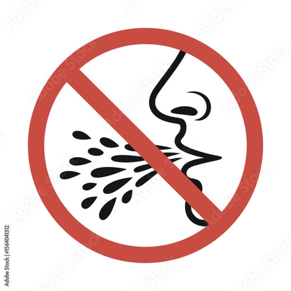 Fototapeta Prohibition Sign No Spitting or Coughing sign illustrating spitting coughing spitting coughing prohibition sign prohibition symbol prohibited forbidden dont spit dont cough health