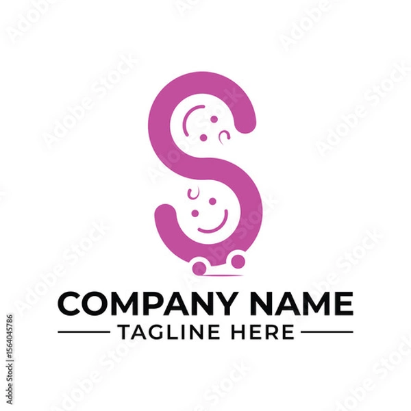Obraz Playful Letter S Logo Design Featuring Smiling Faces for a Childrens Brand or Creative Company Identity Concept