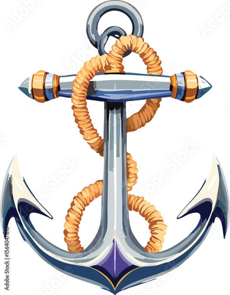 Fototapeta Quirky Boat Anchor Wearing Shell Earrings Vector Isolated on Transparent Background