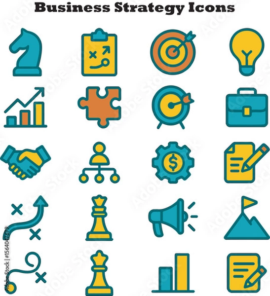 Fototapeta Collection of Business Strategy Icons for Presentations and Reports