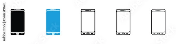 Fototapeta Cell phone icon in Editable stroke and solid flat vector pack