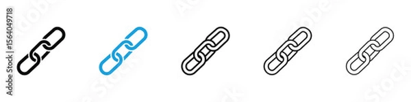 Fototapeta Chain icon in Editable stroke and solid flat vector pack