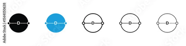 Fototapeta Diameter icon in Editable stroke and solid flat vector pack