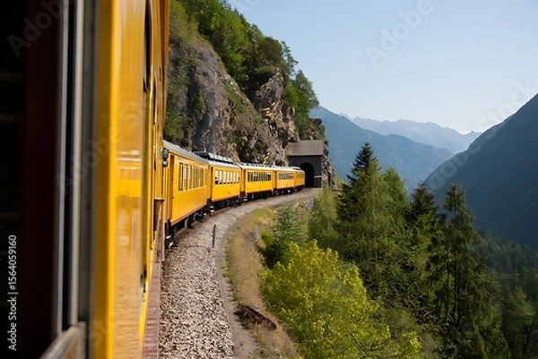 Obraz train on the mountain