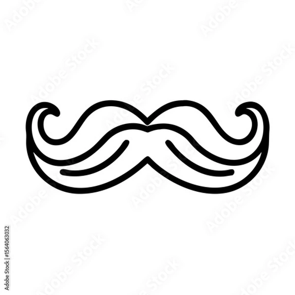 Fototapeta Classic twisted mustache in black outline style for beard icons  
