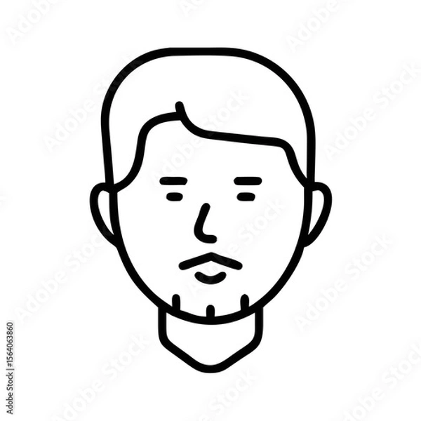 Fototapeta Man with small beard illustrated in minimal line art style  
