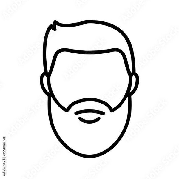 Fototapeta Simple line drawing of a man with a beard and hairstyle  