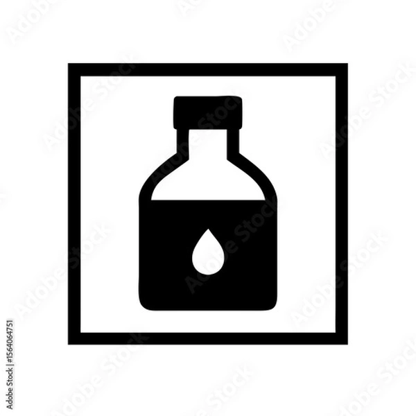 Fototapeta Black bottle with a drop symbol inside a square frame  