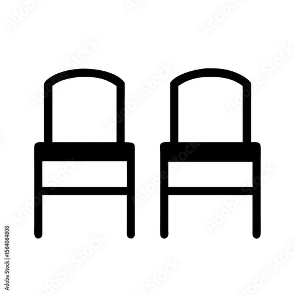 Fototapeta Simple black chairs in minimalist design on white background  
