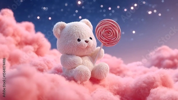 Obraz teddy bear with hearts.