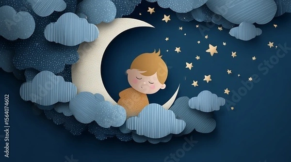 Fototapeta angel on a cloud.