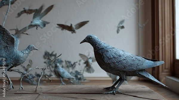 Obraz pigeons on the roof.