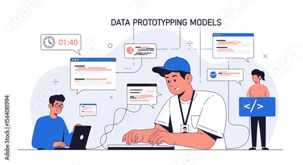 Fototapeta Innovative Data Prototyping Models For Software Development And Application Design