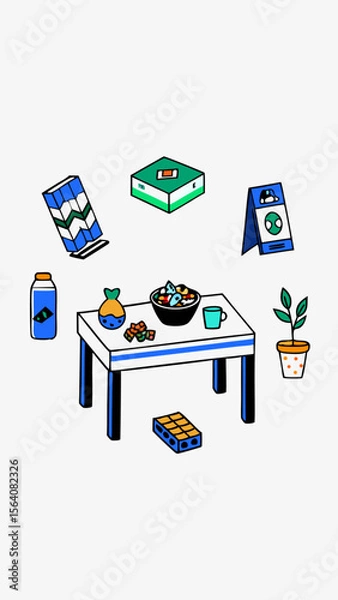 Obraz Picnic minimalistic images. Flat isolated icons. Vector illustration.