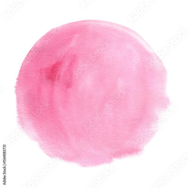 Fototapeta Abstract pink round watercolor isolated background. The color splashing on the paper. Hand drawn Illustration. Design, greeting, template, decoration poster print invitation business cards