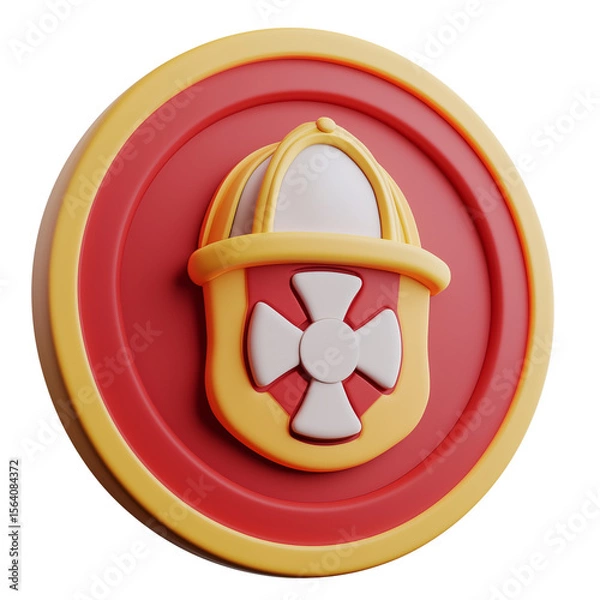 Fototapeta Firefighter helmet badge icon in 3D style isolated on transparent background