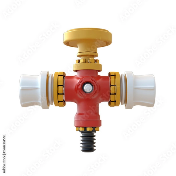Fototapeta Fire hydrant valve connector in 3D isolated on transparent background