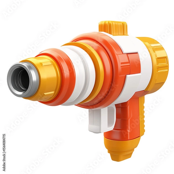 Fototapeta Fire hose nozzle in orange and white 3D style isolated on transparent background