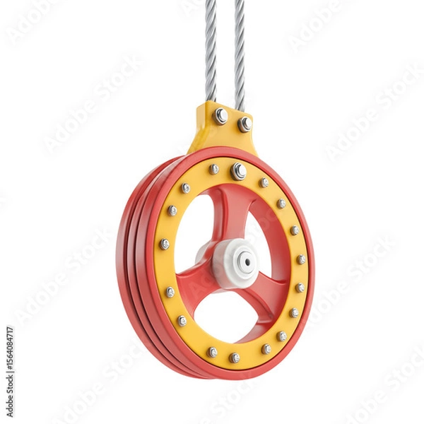 Fototapeta Fire rescue pulley in red and yellow 3D style isolated on transparent background