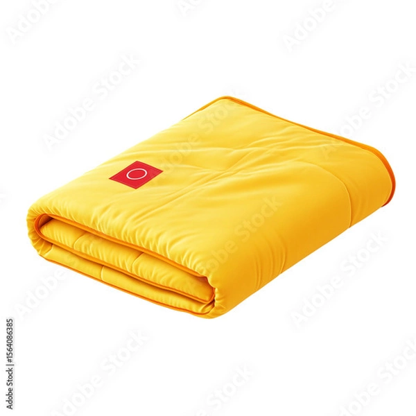 Fototapeta  Folded rescue blanket in yellow color on transparent background
