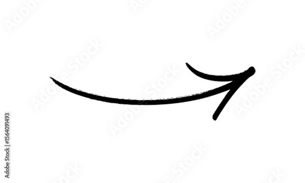 Fototapeta Hand-drawn Black marker arrow isolated on a transparent background, hand-drawn. Arrow icon. Arrow drawn with black marker on white background.