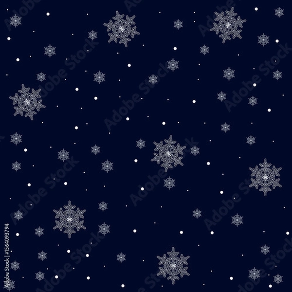 Obraz Seamless Christmas Gift Wrapping Paper Pattern Texture Wallpaper. Snowflake with dark blue background texture gift paper.