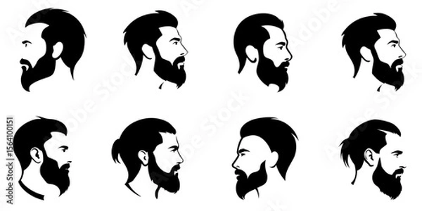 Fototapeta Male Side View Profile Icon Vector Collection for User, Identity, and Professional Projects