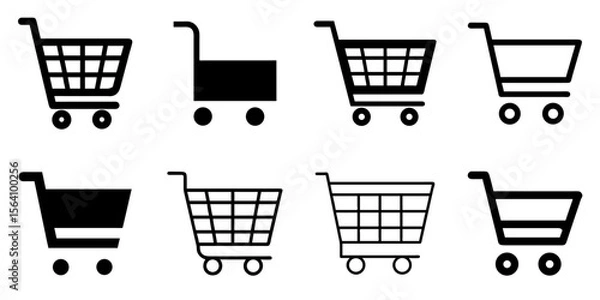 Fototapeta Flat Shopping Cart Icon Vector Collection for E-commerce, Shopping, and Retail Projects