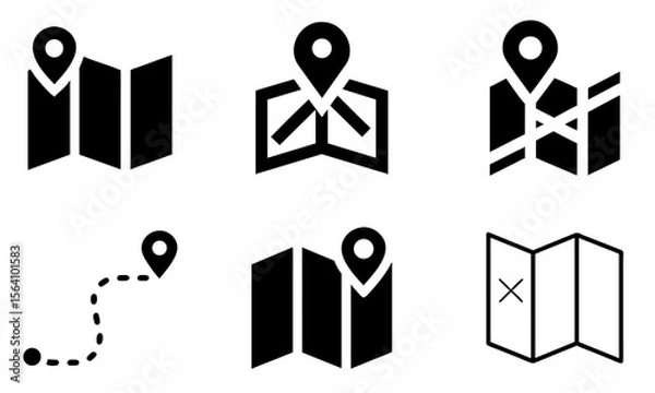 Fototapeta Location and Map Icon Vector Collection for Navigation, GPS, and Geographic Projects